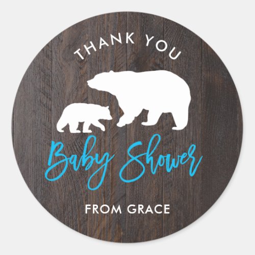 Rustic Mom and Baby Bear Baby Shower Sticker