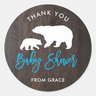 Rustic Mom and Baby Bear Baby Shower Sticker