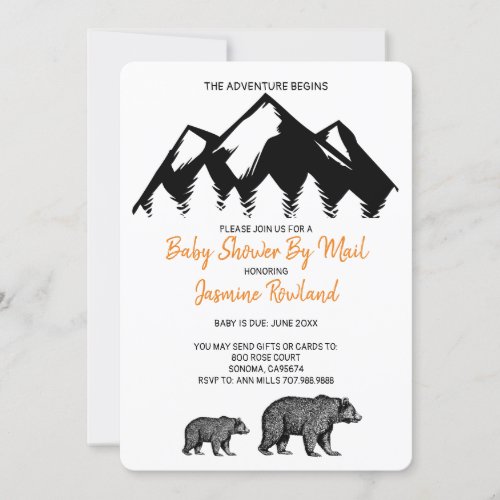 Rustic Mom And Baby Bear Shower Invitation