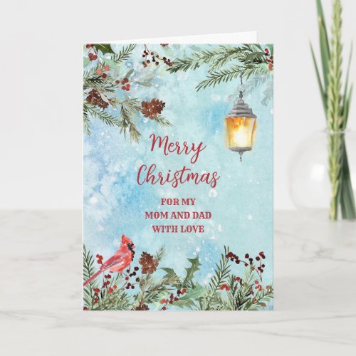 Rustic Mom and Dad Merry Christmas Card