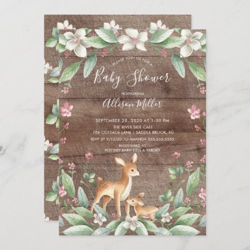 Rustic Mom  Sweet Baby Deer Neutral Baby Shower Invitation