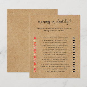 Rustic - Mommy or Daddy baby shower game