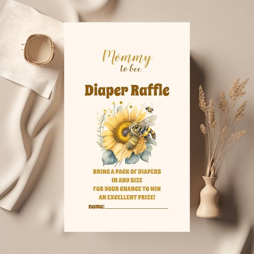 Rustic Mommy To Bee  Baby Shower diaper raffle Enclosure Card