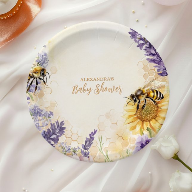 Rustic Mommy To Bee Gender Neutral Baby Shower Paper Plates (Creator Uploaded)