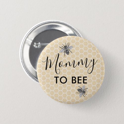 Rustic Mommy to Bee Name Tag Baby Shower Button