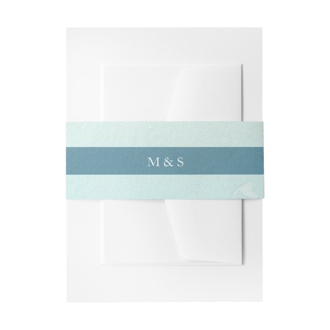 Rustic Monochromatic Blue Personalized Invitation Belly Band (Front Example)