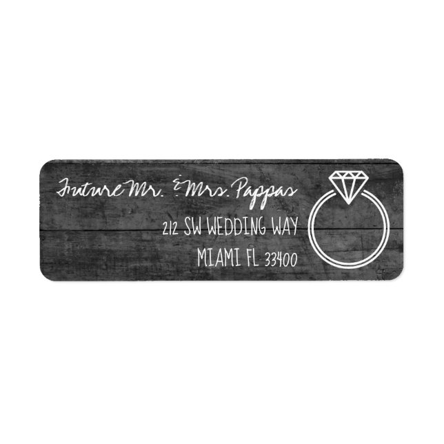 Rustic Monochrome Engagement / Save the Date Chalk Label (Front)