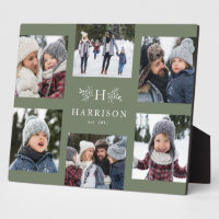 Rustic monogram 6 photo collage family name