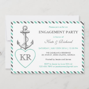 Rustic Monogram Anchor Engagement Party Invitation