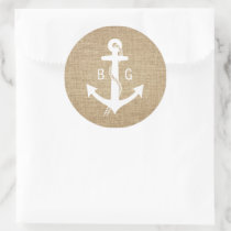 Rustic Monogram Anchor Nautical Wedding Stickers