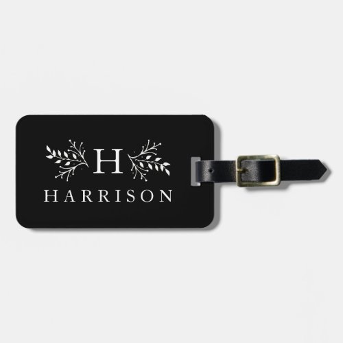 Rustic monogram black and white luggage tag