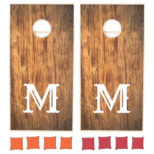 Rustic Monogram Cornhole Board Set (Set)