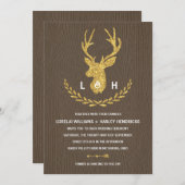 Rustic Monogram | Country Chic Stag Wedding Invitation (Front/Back)
