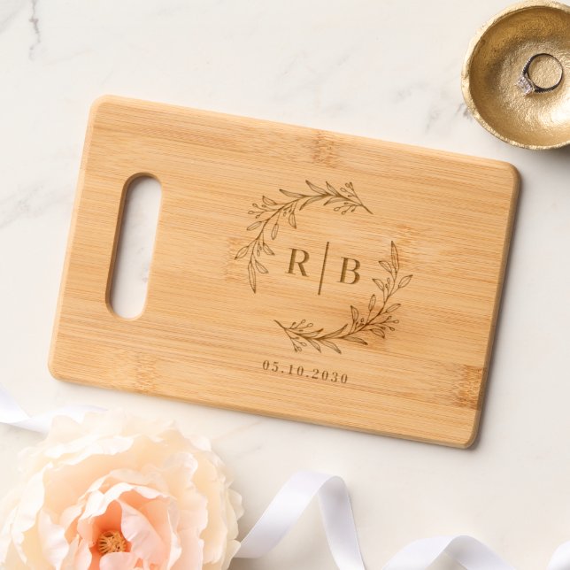 Rustic Monogram Couple Personalized Cutting Board (Wedding)