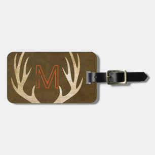 Rustic Monogram Custom Bag Tag with Antlers