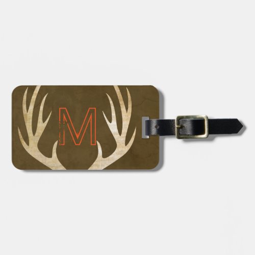 Rustic Monogram Custom Bag Tag with Antlers