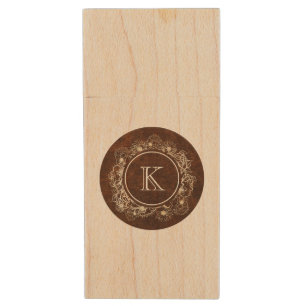 Rustic Monogram Custom Wood Flash Drive