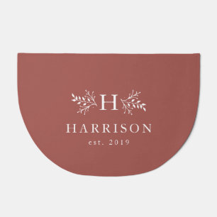Rustic monogram dusty rose classic personalized doormat