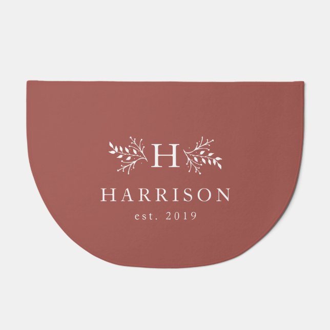 Rustic monogram dusty rose classic personalized doormat (Front)