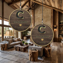 Rustic Monogram Elegant Gold Family Home