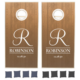 Rustic Monogram Elegant Script Wedding Gift Cornhole Set