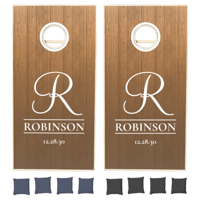 Rustic Monogram Elegant Script Wedding Gift  Cornhole Set (Set)