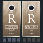 Rustic Monogram Elegant Script Wedding Gift Cornhole Set<br><div class="desc">Rustic Monogram Elegant Script Wedding Gift Cornhole Set. Celebrate your wedding in style with this stunning cornhole set. Easy to customize monogram,  name and date.</div>
