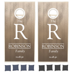Rustic Monogram Elegant Script Wedding Gift Cornhole Set