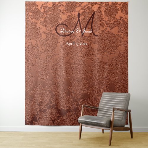 Rustic Monogram Fall Terracotta Photo Booth Tapestry