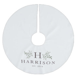 Rustic monogram family holiday brushed polyester tree skirt