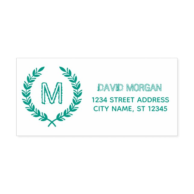 Rustic Monogram Family Name Address Custom Self-inking Stamp (Design)