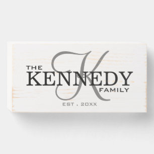 Rustic Monogram Family Name Established Wooden Box Sign
