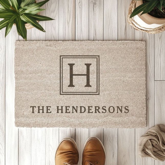 Rustic Monogram Family Name Fiber Doormat (Creator Uploaded)