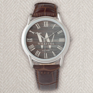 Rustic Monogram Farmhouse Custom Family Name Retro Watch