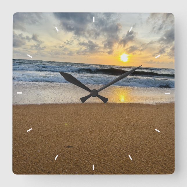 Rustic Monogram Farmhouse Custom Photo Personalize Square Wall Clock (Front)