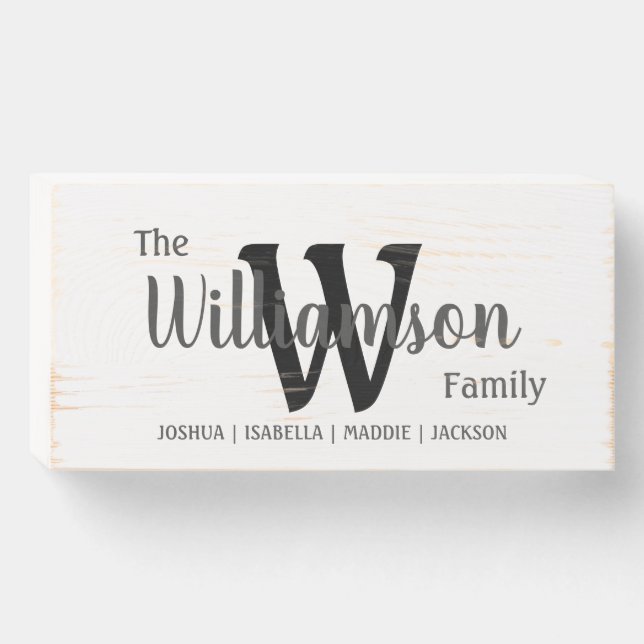 Rustic Monogram Farmhouse Family Names Sign (Front Horizontal)