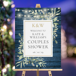 Rustic Monogram Foliage Wedding Shower Welcome Foam Board