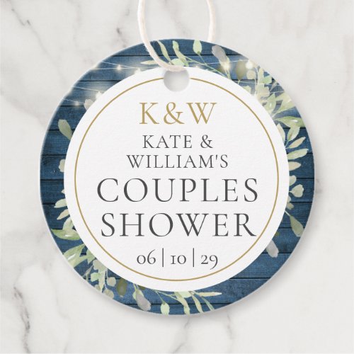 Rustic Monogram Greenery Couples Wedding Shower Favor Tags