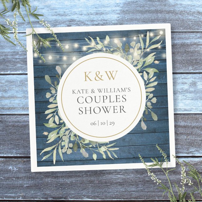 Rustic Monogram Greenery Couples Wedding Shower Napkins (Rustic Monogram Greenery Couples Wedding Shower Napkins)