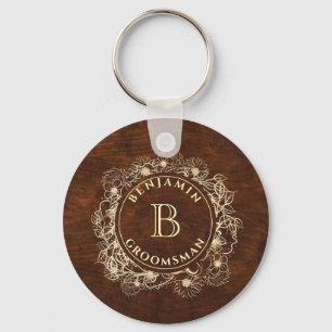 Rustic Monogram Groomsman Keychain