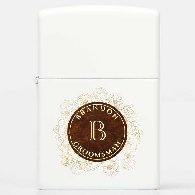 Rustic Monogram Groomsman  Zippo Lighter (Front)