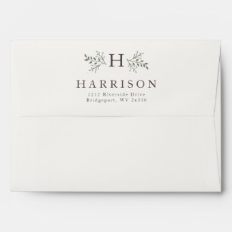 Rustic monogram holiday envelope with plaid liner
