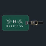 Rustic monogram hunter green luggage tag<br><div class="desc">Your initial surrounded by rustic branches along with your last name make a classic and classy luggage tag for all your travels. The hunter green background color will stand out in a sea of luggage.</div>