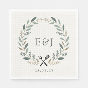 Rustic Monogram I Do BBQ Wedding Napkins