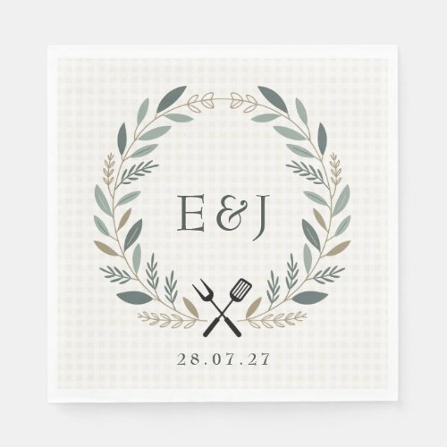 Rustic Monogram I Do BBQ Wedding Napkins