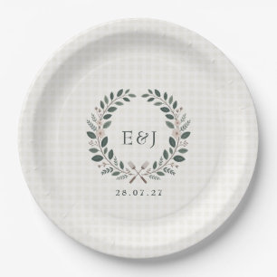 Rustic Monogram I Do BBQ Wedding Paper Plates