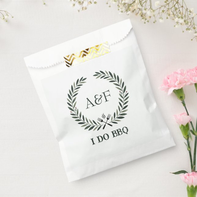 Rustic Monogram I Do BBQ Wedding Shower Favor Bag (Sealed)