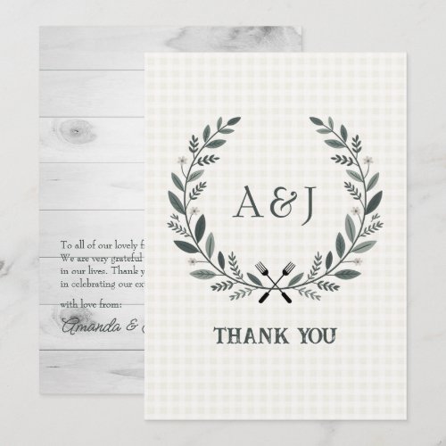 Rustic Monogram I Do BBQ Wedding Thank You Card