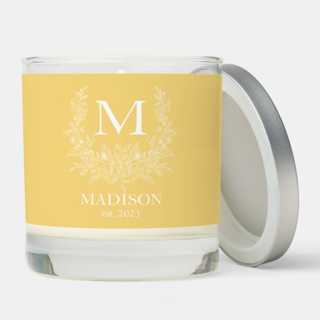 Rustic monogram Jasmine personalized initial  Scented Candle (Lid)