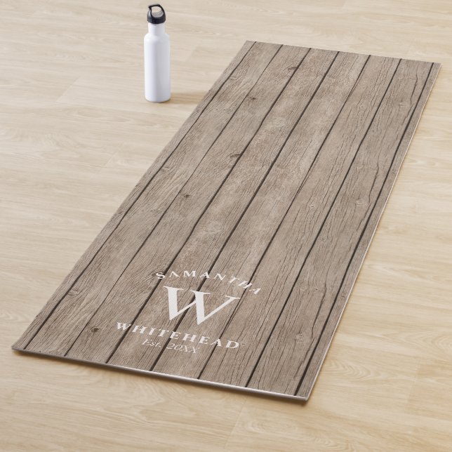 Rustic Monogram Light Wood Yoga Mat (In Situ)